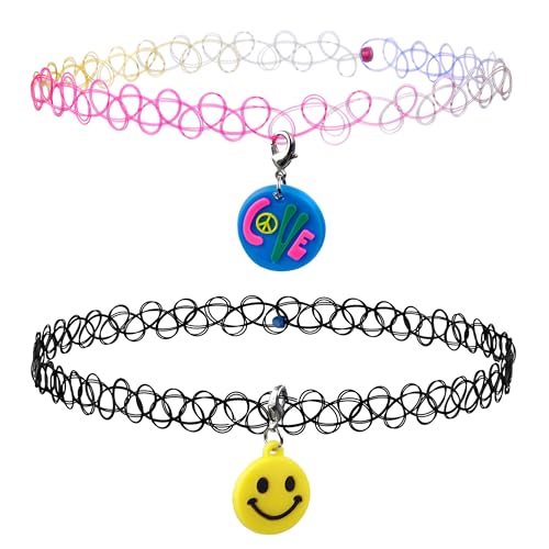 EXPRESSIONS 3pc Assorted Tattoo Stretch Jewelry Collection - Tattoo Choker Necklace, Bracelet & Ring Set - Stretchy Tattoo Effect Jewelry Accessories For Kids And Adults - color: MULTI