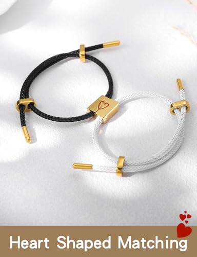 COTATI Matching Couple Bracelets for Him and Her, Friendship Relationship Promise Bracelet for Boyfriend Girlfriend, Anniversary Love Jewelry Gifts Set - color: Black-White