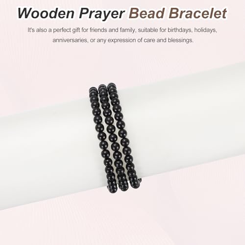 MECCANIXITY Prayer Beads Bracelet, Natural Wooden Bead Mala Bracelets Link Wrist Men Women Beaded Stretch Crafts Bangle - color: Red Sandalwood Color