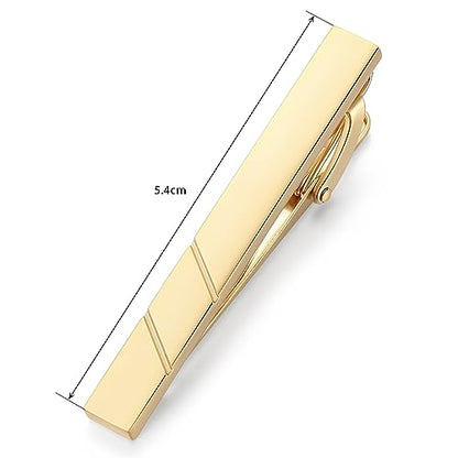 HONEY BEAR 1.97" 2.12" 2.36" Standard Tie Clip for Men Business Wedding | Classic Minimalist, Steel-Plated Copper Base, Gift-Boxed, Thickened, Rounded Corners, Easy to Slide On, No Snag or Wrinkle - style: Matte Polish Gold 5.4cm