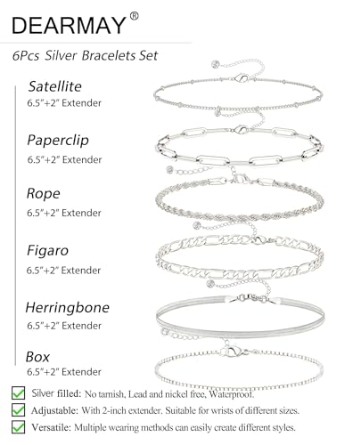 NECOCY Gold Bracelets Sets for Women Waterproof | Non Tarnish Gold Plated Cuban Paperclip Link Chain Stackable，Trendy Jewelry Accessories Gifts for Women - style: 6Pcs BRACELET SET-06