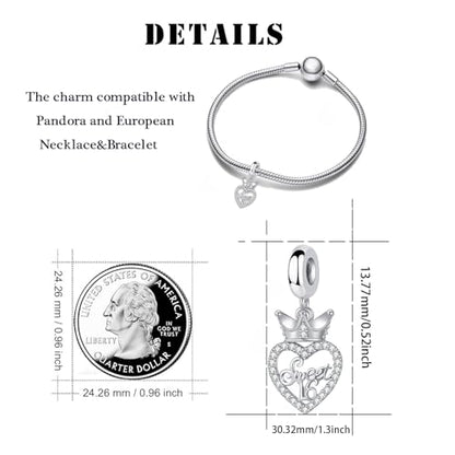 Sweet 16 Celebration Dangle Charm Happy Birthday Compatible with Pandora Bracelet - color: White
