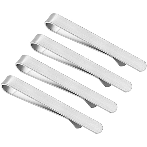 2.2/2.5 Inch Tie Clips for Men in Gift Box, Tie Bar Clip Set for Mens Regular Tie or Traditional Tie, Birthday Anniversary Christmas Gift - size: 2.2 Inch, style: 4PCS-Silver Brushed