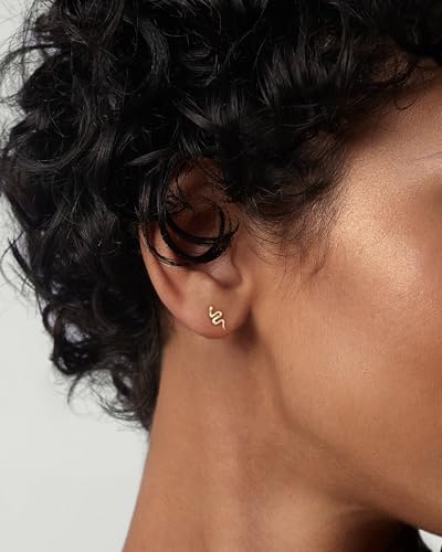 Stud Earrings for Women- 14K Gold/White Gold Plated/Black Bow Dragon Softball Snake Bat Stud Earrings - color: Tiny Snake