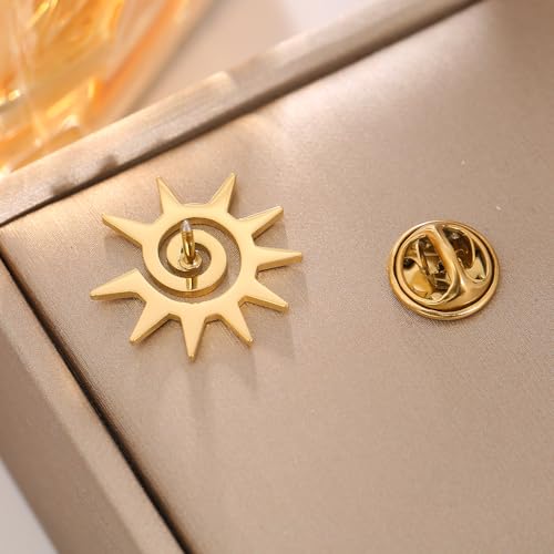 Stainless Steel Solar Apollo Sun Brooch for Mens Lapel Pins - color: silver 1