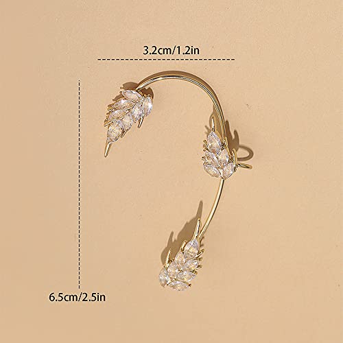 BETHYNAS Glitter Rhinestone Butterfly Flower Ear Cuff Sparkly Non-Pierced Crystal Tassel Fake Earrings Climber Lady Ear Wrap Bridal Party Ear Jewelry for Women and Girls - color: Gold Wheat