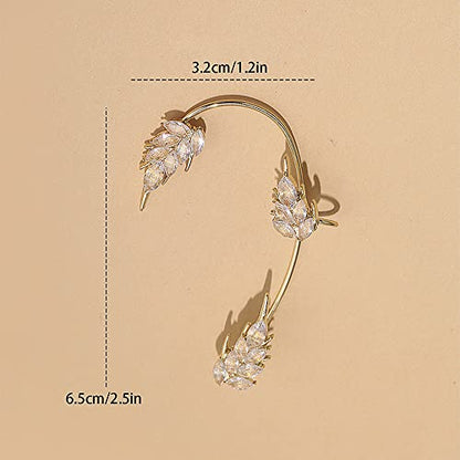 BETHYNAS Glitter Rhinestone Butterfly Flower Ear Cuff Sparkly Non-Pierced Crystal Tassel Fake Earrings Climber Lady Ear Wrap Bridal Party Ear Jewelry for Women and Girls - color: Gold Wheat