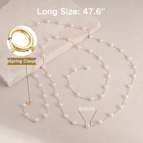 Pearls Necklaces for Women-18K Gold Plated Layered Gold Pearl Necklaces Dainty White Pearls Choker Necklace Chain Pearl Necklace for Women Elegant Valentines Gifts - color: Double-layer