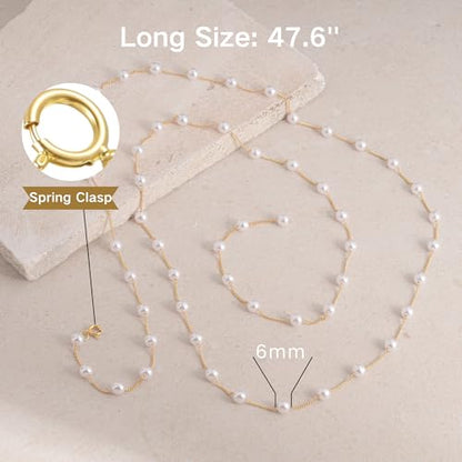 Pearls Necklaces for Women-18K Gold Plated Layered Gold Pearl Necklaces Dainty White Pearls Choker Necklace Chain Pearl Necklace for Women Elegant Valentines Gifts - color: Double-layer