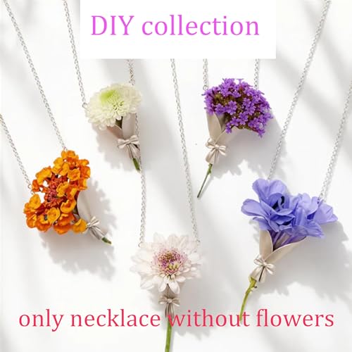 MODRSA Gold Stacked Layered Necklaces for Women Pearl Pendant Charm Cross Lariat Slip Shell Starfish Y Chain Necklace Adjustable Silver Boho Jewelry Gifts for Women Summer Vacation Beach Accessories - color: F2- Bouquet Necklace(no flower) - Silver
