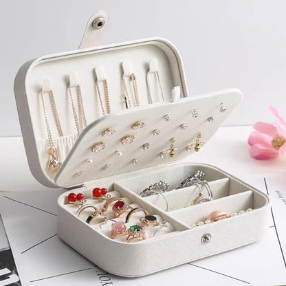 Personalized Jewelry Box Gifts for Women Custom Travel Jewelry Case Organization Leather Customized Birthday Anniversary Bridesmaid Gifts - color: 001-White-Flower
