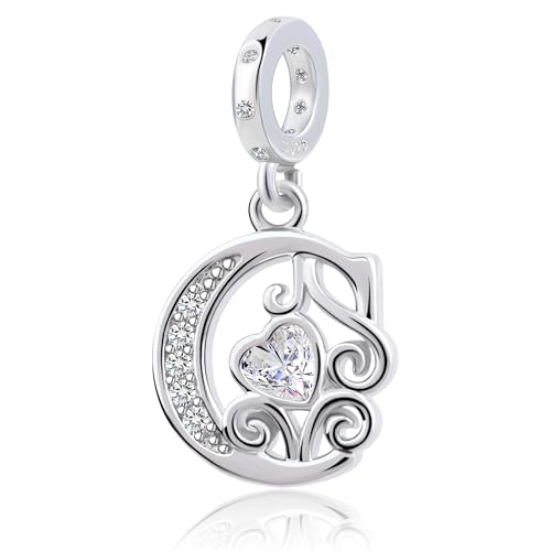 925 Sterling Silver Letter Charms for Pandora Bracelets Silver Letter A Alphabet Charm Initial Dangle Charms Beads Jewelry Gift for Women - style: Dangle Letter Charm C