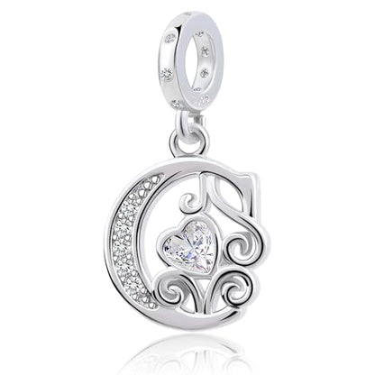 925 Sterling Silver Letter Charms for Pandora Bracelets Silver Letter A Alphabet Charm Initial Dangle Charms Beads Jewelry Gift for Women - style: Dangle Letter Charm C