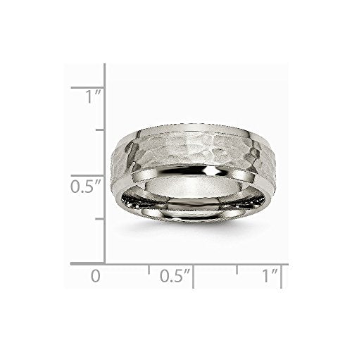 Sonia Jewels Titanium 8mm Beveled Edge, Hammered and Polished Wedding Band