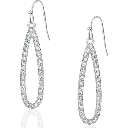 Simulated Diamond Teardrop Dangle Earrings for Women - Long Dangling CZ | Plated in Gold Tone or Silver Tone - color: 1.7" inch Teardrop - Silver