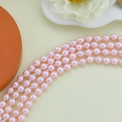 Pearl Necklaces for Women 60'' 70" Long Pearl Necklace 15.75'' Pearl Choker Necklace Chunky Bead Layered Faux Pearl Dangle Wedding Bridal 1920s Gatsby Christmas Costume Jewelry Gifts - color: Pink-60“
