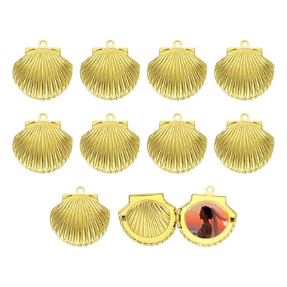 MECCANIXITY Custom Photo Locket Charm, Copper Retro Picture Locket Pendants for DIY Memorial KeyChains Necklace Bracelet Jewelry Making - color: Dark Copper, style: Seashell