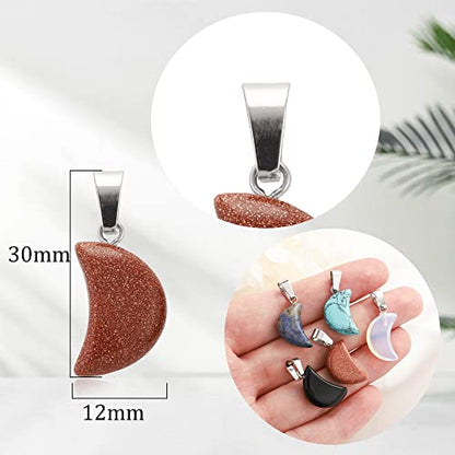 Lezam 24 Pieces Healing Crystal Heart Moon Cross Shaped Pendants Necklace Charms for DIY Jewelry Making Natural Quartz Stones Chakra Love Beads Bulk - color: 24Pcs-D