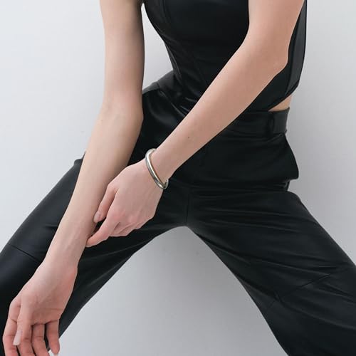 Elegance 11 designs Gold Plated Cuff Bangle Bracelets For Women Trendy Hinged Cuff Open Wide Chunky Gold Bracelet Minimalist Bangle Jewelry Gift - color: Silver Irregular