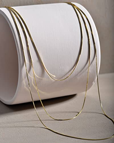 DEARMAY 14K Gold Plated Herringbone Necklaces for Women, Dainty Gold Snake Choker Chain Non Tarnish Trendy Simple Thin & Chunky Options Neckalce 1.5/3/5/6/8mm Chain Jewelry for Gifts - color: 1.5MM 18"-GD Herringbone Necklace