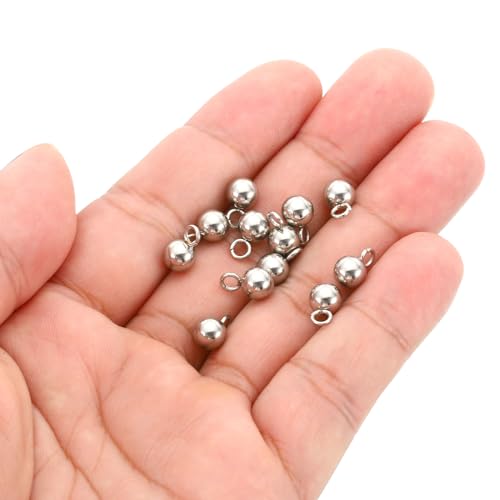 PATIKIL 50pcs Steel Bead Charm, Stainless Steel Ball Bracelet Charm Pendants Metal Round Beads Small Bulk for Jewelry Making - color: Silver Tone, size: 6mm