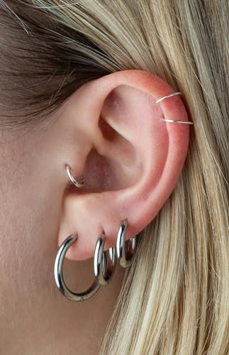 316L Stainless Steel 2.5mm Thick Round Hinged Hoop Earrings, Sold as a Pair - color: Gold Tone, size: 16mm Diameter