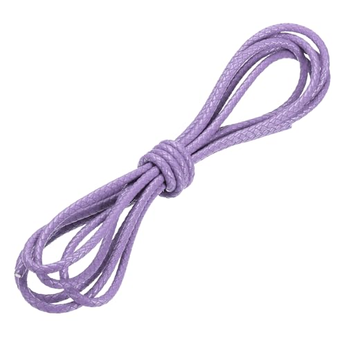 PATIKIL 3.3 Yards Braided Leather Cord, 5mm Round Braided Faux Necklace Cord Bolo Tie String for Necklace Crafts Beading Braiding, Light Purple - color: Light Purple, size: 5mm