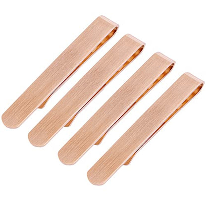 HAWSON Skinny Tie Clip Bar Set, 2 Inch Tie Clip for Men - Wedding, Meeting, Party Gift Set - color: B-4 pcs Brushed Rose Gold