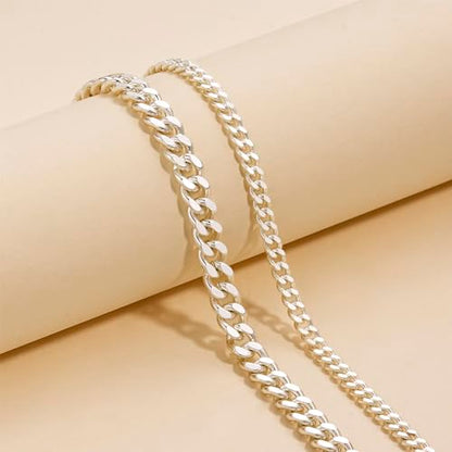 Freekiss Sparkle Glitter Waterproof Ankle Bracelets for Women Trendy | Dainty Layered Anklet for Women Adjustable Womens Anklet Set Stackable Beaded Cuban Link Anklets Beach Jewelry for Women - color: Layered Cuban Chain-SL