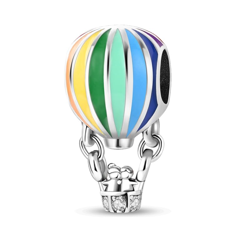 CYCUFF 925 Sterling Silver Charms Suitable for Charm Necklaces, Bracelet Pendants Beads Jewellery Gift for Women - color: Hot Air Balloon Beads