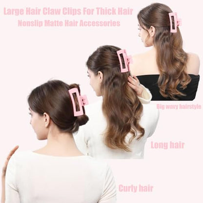 Hair Claw Clips,Hair Clips For Women,Large Hair Claw Clips For Thick Hair,Nonslip Matte Hair Clips Hair Accessories Women Girl Birthday Christmas Gift (36 Pack Pink) - color: 36-36