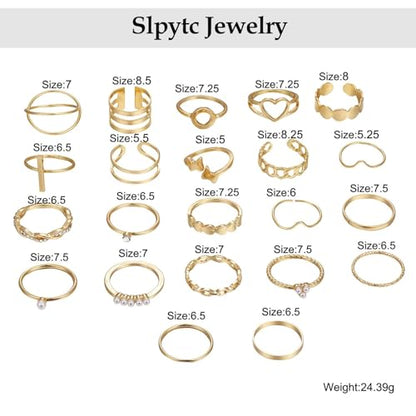 Knuckle Rings Set for Women, Dainty Stackable Midi Rings Simple Stacking Joint Finger Rings Pack Adjustable Cute Butterfly Heart Rings Mixed Size - style: A-22Pcs