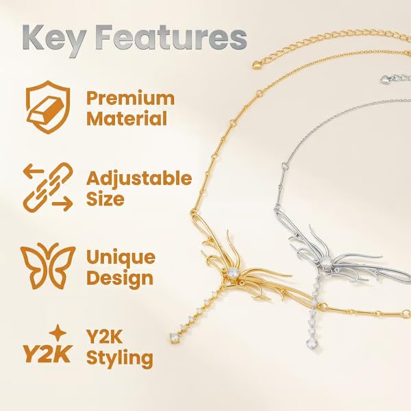 Gold Dripping Butterfly CZ Waist Chain for Low-Rise Y2K, Adjustable Silver 18K Elegant Dripping Butterfly Pendant Chain Belt, Cute Belly Chain Body Chain Sexy Back Jewelry for Womens - color: silver