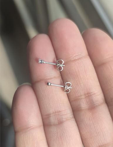 6Pairs 2mm/3mm Surgical Steel Hypoallergenic Piercing Studs, 20G 14K Real Gold Filled Tiny Stud Earrings Set for Multiple Hole Piercing (Cubic Zirconia, Pearl, Ball) - style: M : 2MM Silver Ball & CZ, 6 Pairs