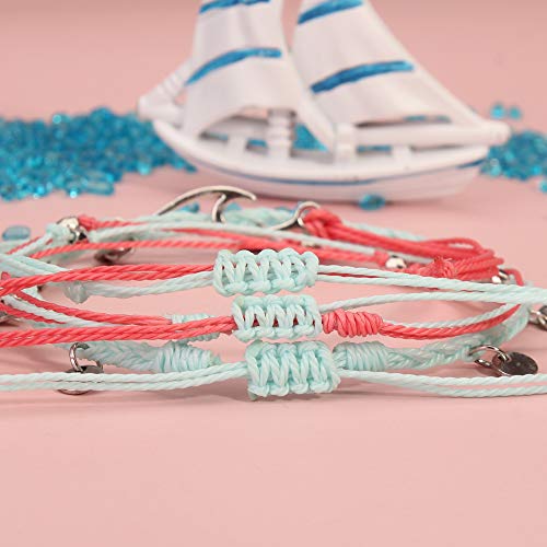 Waterproof String Anklets Cute Beaded Ankle Bracelets Beach Wave Anklet Stainless Steel Coin Boho Ankle Jewelry for Women - color: Teal
