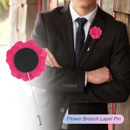 M METERXITY Flower Lapel Pins for Men, Boutonnieres Pin Camellia Flower Groom Boutonnieres for Wedding/Graduation - color: Rose Red