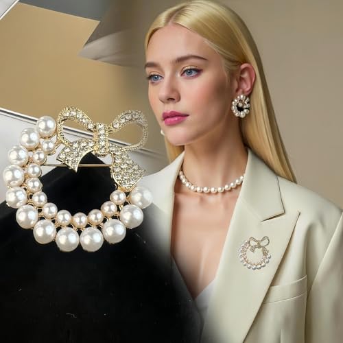 2pcs Rhinestone Brooch Pin for Women Dress Elegant Stylish Crystal Brooches Fashion Accessories Pins Lapel Boutonniere Ideas Wedding Christmas Birthday Jewelry Easter Gift - color: 05 Red/Gold