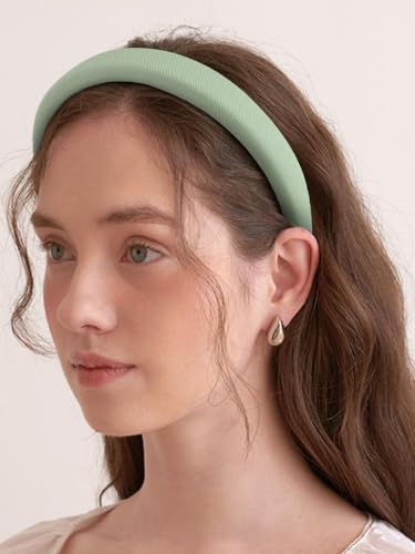 TEBIEKOY 3PCS Headbands for Women Non Slip Trendy Headbands for Women's Hair Cute Pearl Headband Green Padded Hairband Elastic Womens Head Bands Hair Accessories - color: green