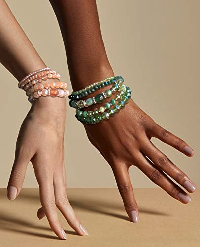 Noessla Beaded Boho Stretch Bracelet Colorful Stackable Crystal Beads Bracelets Trendy Costume Jewelry Mothers Day Gifts for Women - color: 21-Champagne