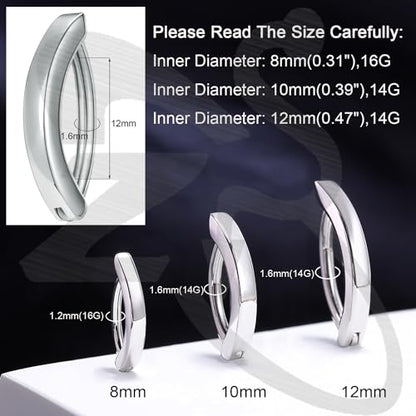 ZS 14G Clicker Belly Button Rings for Women, 925 Sterling Silver Belly Barbell Piercing Gold Reverse Curved Navel Barbell Body Jewelry - color: Sliver,Inner diameter:12mm