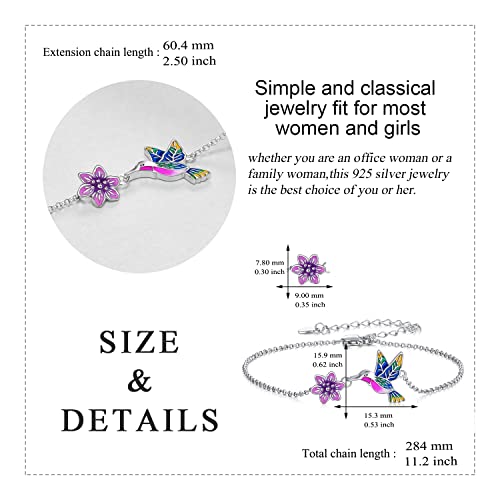 YAFEINI Anklet Bracelets for Women Girls Sterling Silver Hummingbird/Dragonfly/Butterfly Link Chain Anklets Jewelry Gifts - color: Hummingbird chain anklet