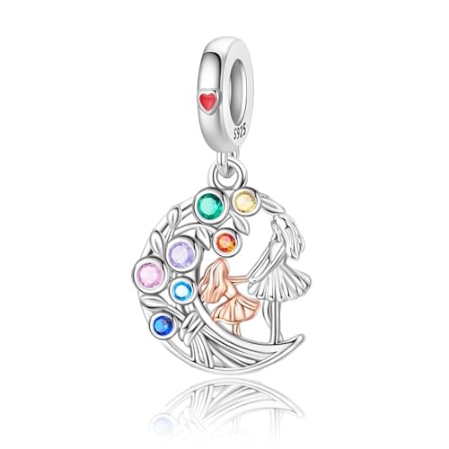 S925 Sterling Silver Cute Bead Charm for Pandora Bracelets and Necklaces | Lucky Clover Cute Animal Pink Bow Cherry Butterfly Pendant Bead Charms Jewelry Making Gifts for Women Valentines Mother's Day - style: Mother's Love Dance Charm