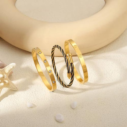 Camhanno Stackable Silver Bracelets for Women Stainless Steel Love & Friendship Bangle, Mothers Day Valentines Birthday Christmas Jewelry Gifts for Mom Her Wife Grandma - style: Style 10
