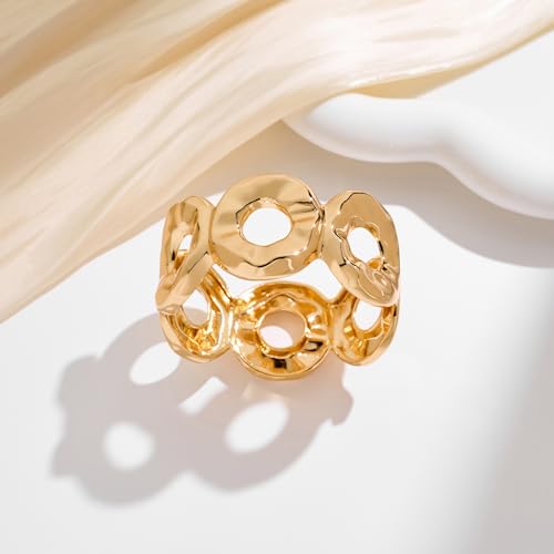 Chunky Gold Bangles Bracelet for Women Trendy Statement Bracelet Dainty Charm Gold Jewelry - color: Oval Bracelet - GD