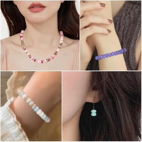 Songxi 5x8mm Natural Blue Sesame Jasper Stone Rondelle Beads, 75PCS Spacer Round Loose Abacus Beads for Jewelry Making, Gemstone for Bracelet Necklace Earrings, Arts and Crafts - color: Blue Sesame Jasper
