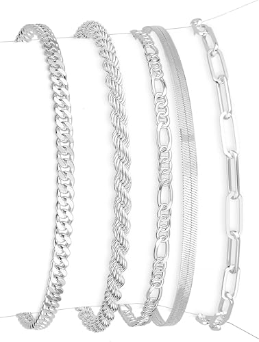 NECOCY Gold Bracelets Sets for Women Waterproof | Non Tarnish Gold Plated Cuban Paperclip Link Chain Stackable，Trendy Jewelry Accessories Gifts for Women - style: 6Pcs BRACELET SET-02