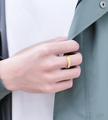 VQYSKO Hammered Tungsten Carbide Wedding Band Ring for Men Women - color: Gold 6mm