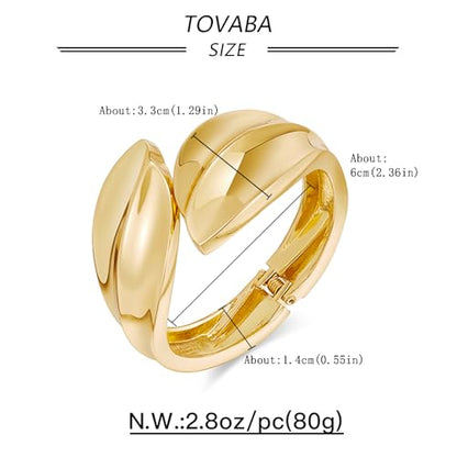 Chunky 14k Gold Cuff Bracelets for Women - Non Tarnish Teardrop Bangle Multi-layer Cross Wire Open Bracelets - color: Golden 12