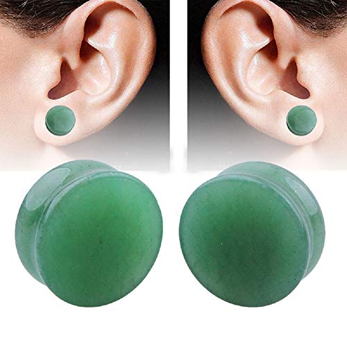 2Pairs Tiger Eyes & Green Jade Ear Plugs Natural Stone Gauges Tunnel Expanders Double Flared Body Piercings - style: 25mm(1")