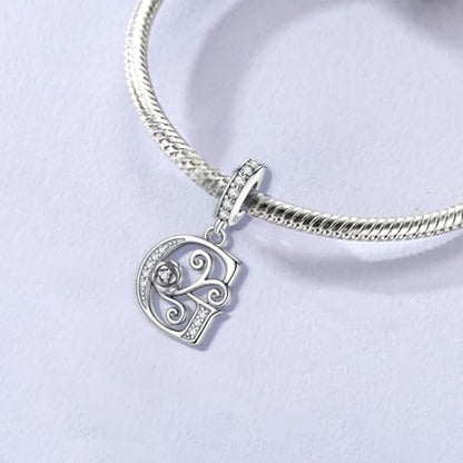 LNQOBU Complete A~Z Alphabet Charm Letter Beads, Solid 925 Sterling Silver with Cubic Stones Rose Alphabet Charm fits Pandora Bracelets Necklace Women Jewelry - color: CYT-G